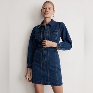 Madewell Denim Seamed Long Sleeve Mini Dress